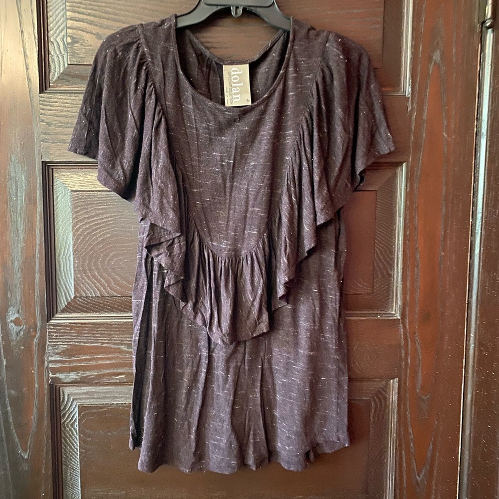 Anthropologie Dolan Brown Ruffle Top - Medium
